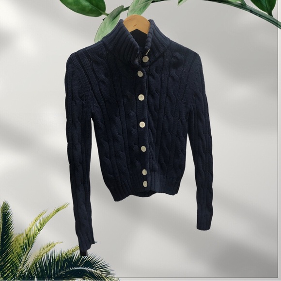 Blue Blue Button up Chaps Knit Sweater - Picture 1 of 4